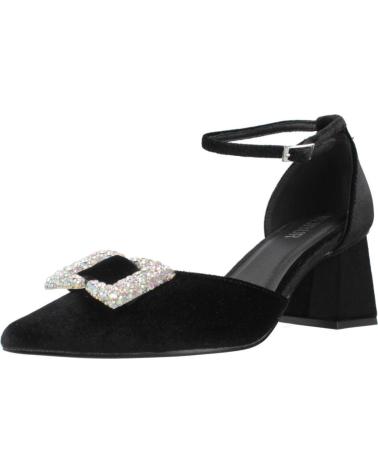 MENBUR SAMT-PUMPS MIT BLOCKABSATZ UND QUADRATISCHER SCHNALLE - MODELL 259310W01M SCHWARZ BLACK