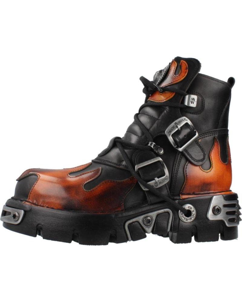 NEW ROCK ANKLE BOOTS SCHWARZ MIT FLAMMEN UND SCHNALLEN NEGRFGO
