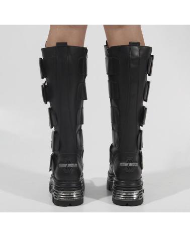 BOTAS ALTAS NEW ROCK METALLIC PRETAS COM FIVELAS NEGRO