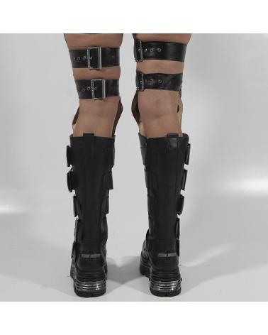 BOTAS ALTAS NEW ROCK METALLIC PRETAS COM FIVELAS NEGRO