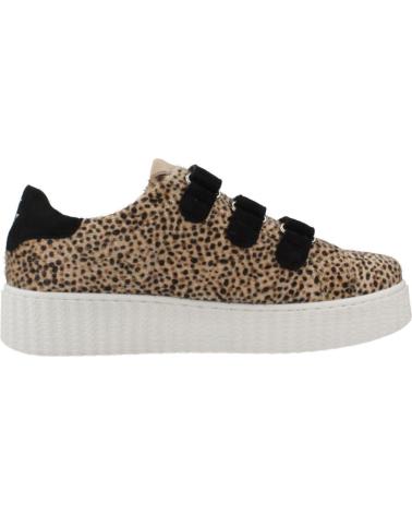 VANESSA WU SOPHIE SNEAKER ANIMAL PRINT BEIGE MIT KLETTVERSCHLUSS UND SEITENBLITZ BEIGE