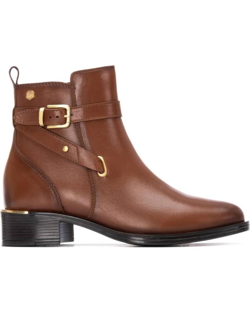 BOTTINE CARMELA 162475 EN CUIR CAMEL AVEC BOUCLE DÉCORATIVE CAMEL