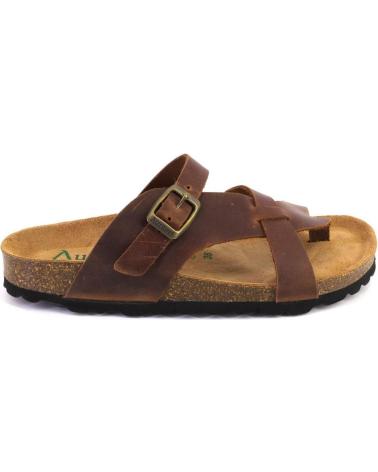 AUTENTI 7656 SANDALES EN CUIR AVEC SANGLE D'ORTEIL ET BOUCLE MARRON MARRON