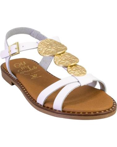 OH MY SANDALS 5767 WHITE LEATHER SANDALS WITH GOLD EMBELLISHMENT BLANCO