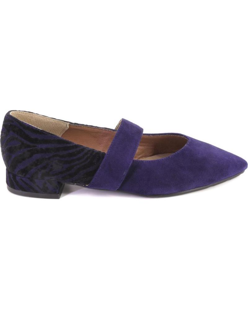 DUIT 1304 POINTED TOE MARY JANE FLATS IN NAVY SUEDE AZUL MARINO