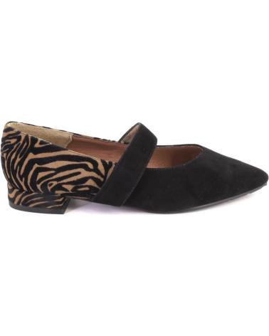 DUIT 1304 BALLERINE A PUNTA SOTTILE IN CAMOSCIO NERO CON TACCO STAMPA ZEBRA NEGRO