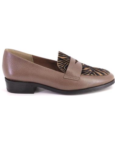 MOCASSINI DUIT 1050 IN PELLE TORTORA CON DETTAGLIO ANIMALIER TAUPE