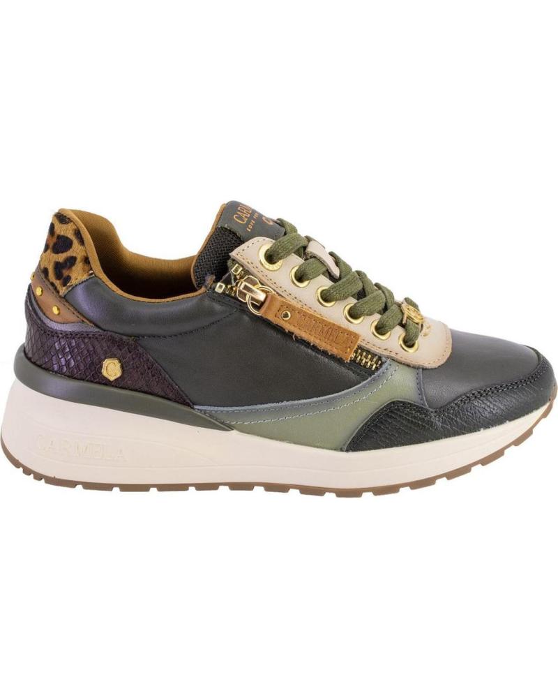 CARMELA 162442 CASUAL LEATHER SNEAKERS IN KHAKI KAKI