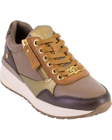 CARMELA 162442 BROWN LEATHER CASUAL SNEAKERS WITH CONTRASTING DETAILS MARRON