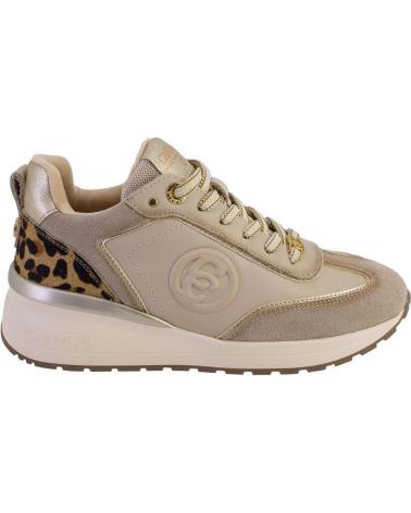 CARMELA 16441 BEIGE LEATHER CASUAL SNEAKERS WITH ANIMAL PRINT BEIGE
