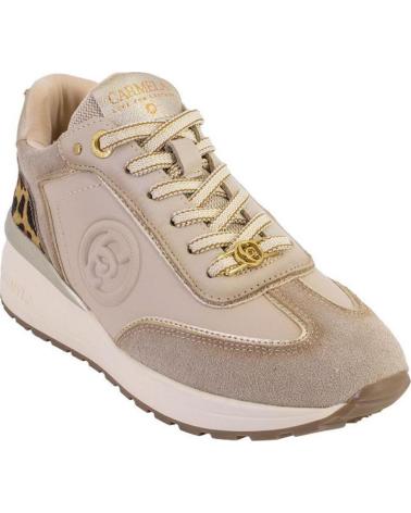 CARMELA 16441 BEIGE LEATHER CASUAL SNEAKERS WITH ANIMAL PRINT BEIGE
