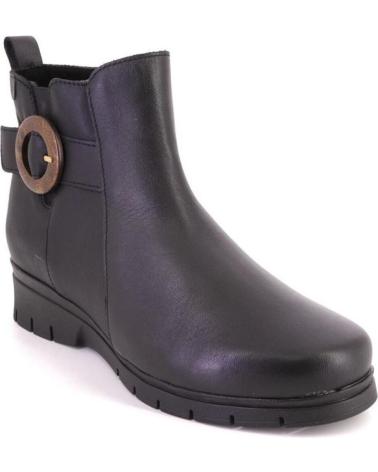 VALERIAS 2389 SCHWARZE LEDERSTIEFELETTEN MIT ZIERSCHNALLE UND SEITLICHEM REISSVERSCHLUSS NEGRO