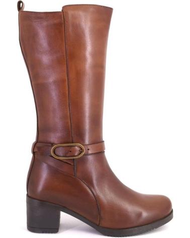 TREINTAS L1303 BOTAS ALTAS DE PIEL COLOR CUERO CON HEBILLA CUERO