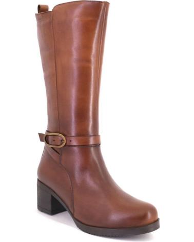 TREINTAS L1303 BOTAS ALTAS DE PELE COR CARAMELO COM FIVELA CUERO