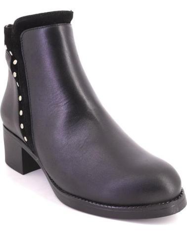 BOTTINES EN CUIR NOIR DESIREÉ KRIM3 AVEC CLOUS NEGRO