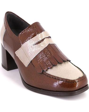 PITILLOS 10834 ZWEIFARBIGE LEDER-LOAFER BRAUN UND BEIGE MIT BLOCKABSATZ CUERO