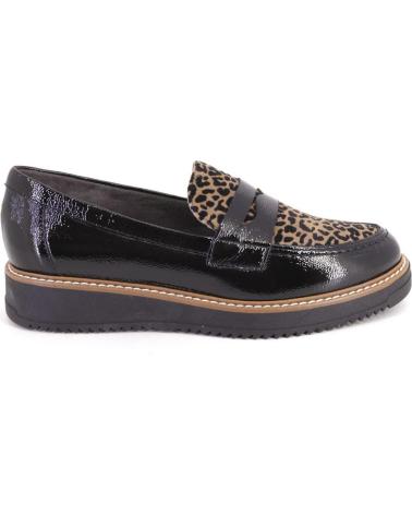 PITILLOS MOKASSINS 10762 SCHWARZ LACKLEDER MIT ANIMAL-PRINT NEGRO