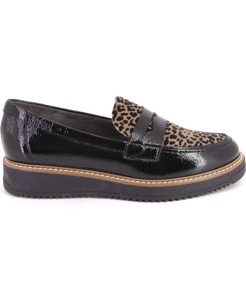 PITILLOS MOKASSINS 10762 SCHWARZ LACKLEDER MIT ANIMAL-PRINT NEGRO