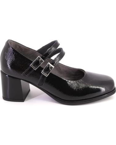 PITILLOS 10831 PATENT BLACK MARY JANES WITH DOUBLE STRAP AND BLOCK HEEL NEGRO