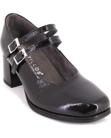 PITILLOS 10831 LACKLEDER MARY JANES SCHWARZ MIT DOPPELRIEMEN UND BLOCKABSATZ NEGRO