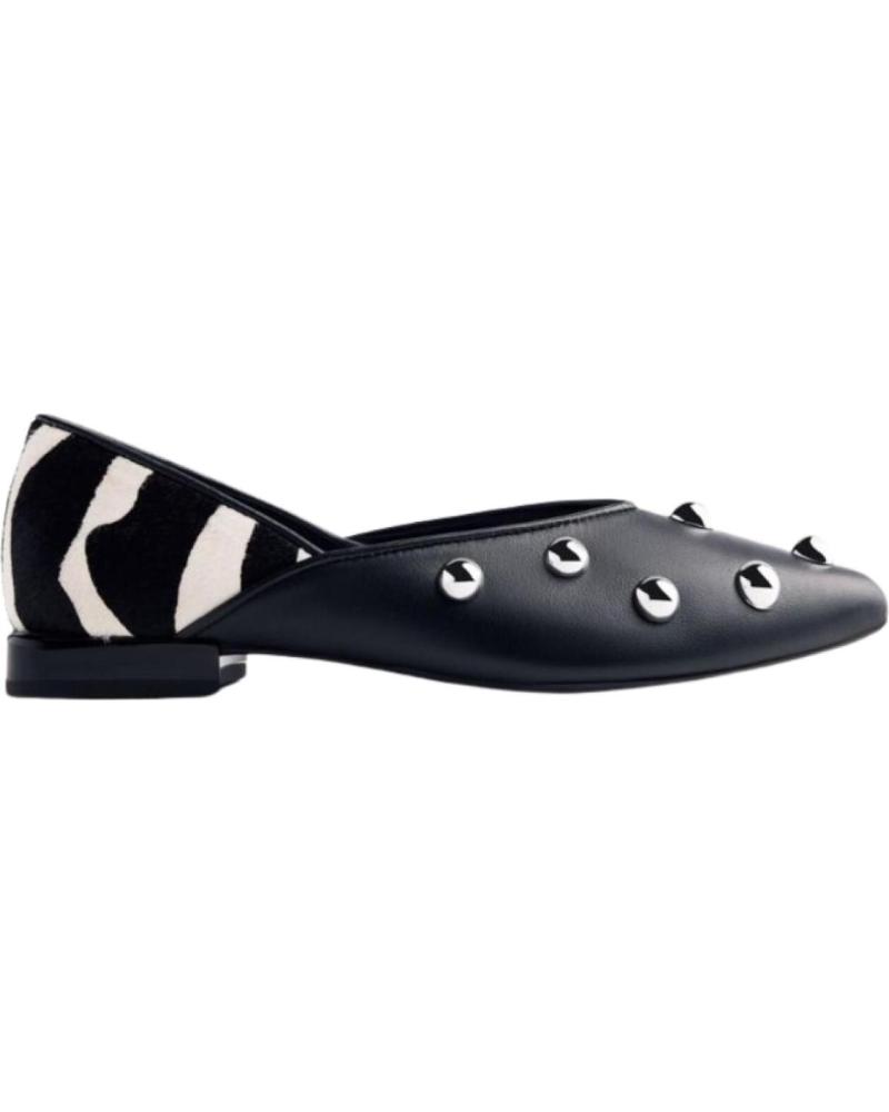 GIOSEPPO BRAHAM LEATHER BALLERINAS WITH STUDS, BLACK NEGRO