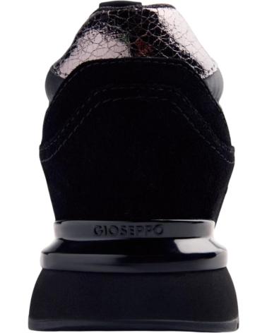 GIOSEPPO HITTERDAL: SCHWARZE LEDER-SNEAKER MIT KEILABSATZ UND VERZIERUNG NEGRO