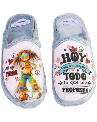 SUAVEFLEX 200-389 FUN PRINT HOUSE SLIPPERS BLUE AZUL