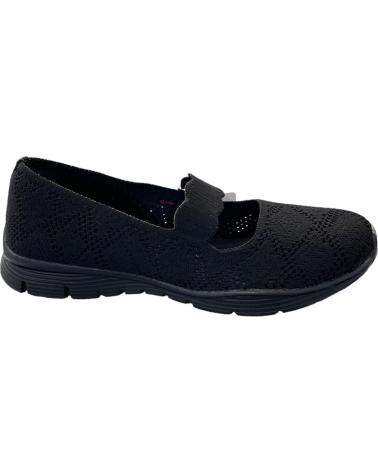 SKECHERS BAILARINAS CASUAL SEAGER-CASUAL PARTY 158110-BBK NEGRAS PARA MUJER NEGRO