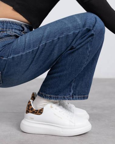 ZAPATILLAS TEDDY SMITH 120210 BLANCAS CON DETALLE ANIMAL PRINT CAMEL CAMEL-BLANCO