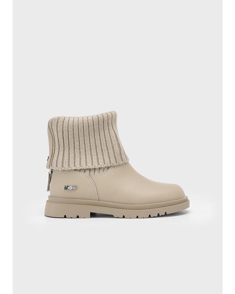 MAYORAL 44570 FIRST STEPS LEATHER TRICOT SAND ANKLE BOOT ARENA