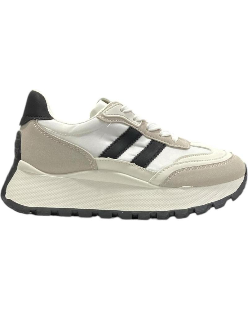 CALZADOMANIA ZAPATILLAS CASUAL BLANCAS CON DOBLE LÍNEA NEGRA BLANCO