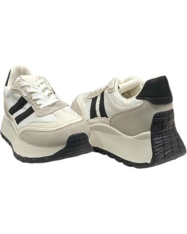 CALZADOMANIA ZAPATILLAS CASUAL BLANCAS CON DOBLE LÍNEA NEGRA BLANCO
