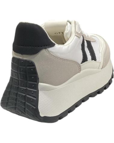 CALZADOMANIA ZAPATILLAS CASUAL BLANCAS CON DOBLE LÍNEA NEGRA BLANCO