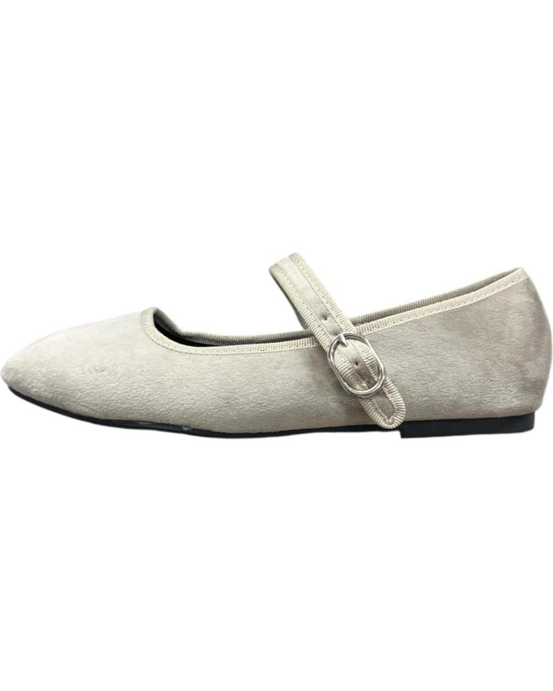 CALZADOMANIA BALLERINES PLATES EN DAIM TAUPE AVEC BOUCLE TAUPE