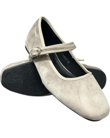 CALZADOMANIA BALLERINES PLATES EN DAIM TAUPE AVEC BOUCLE TAUPE