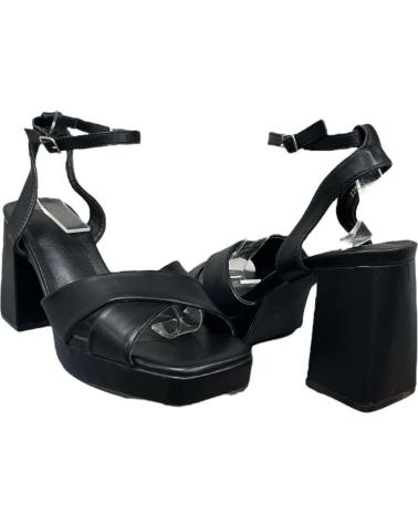 CALZADOMANIA SANDALIA DE TACÓN CRUZADA NEGRA NEGRO