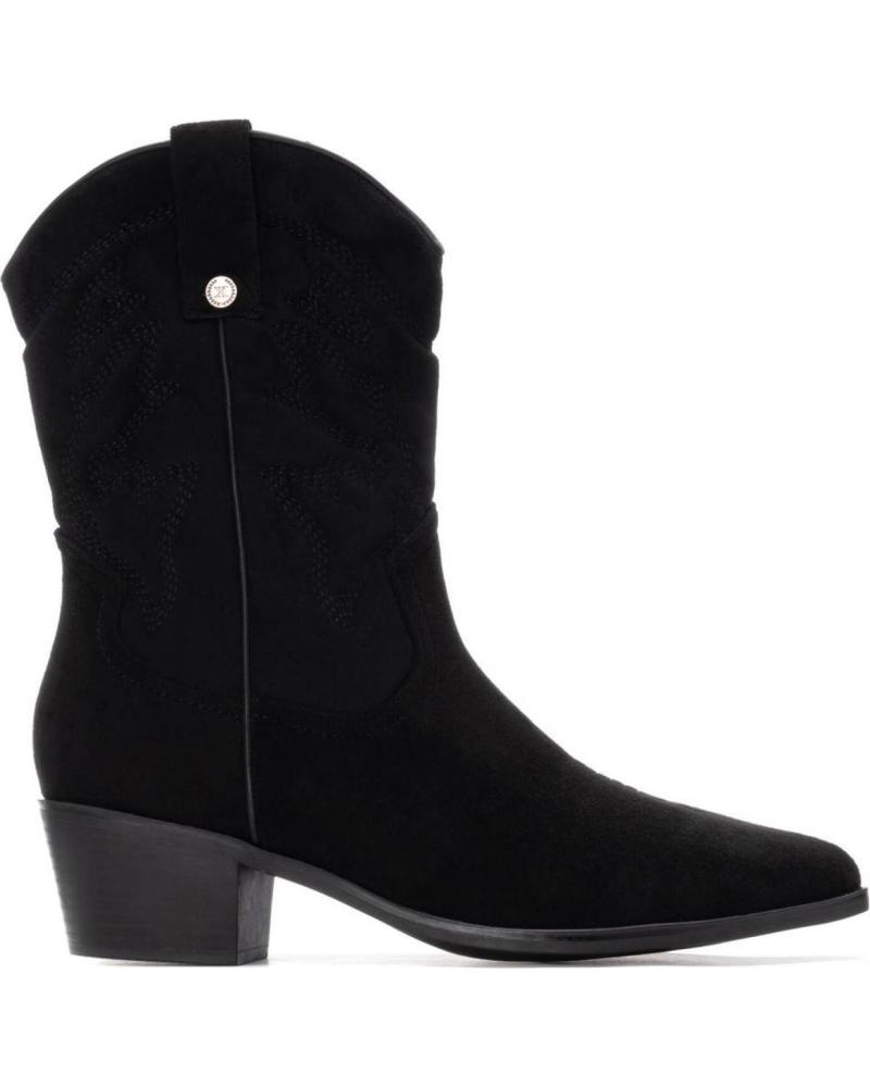 XTI 144307 BLACK SUEDE-EFFECT COWBOY BOOT WITH CUBAN HEEL NEGRO
