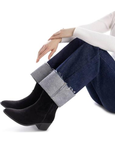 XTI 144307 BLACK SUEDE-EFFECT COWBOY BOOT WITH CUBAN HEEL NEGRO