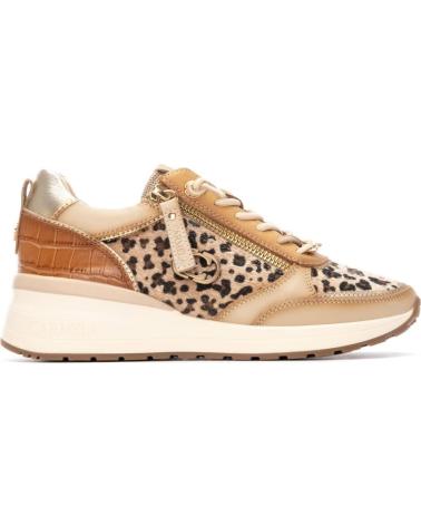 CARMELA SNEAKERS 162653 BEIGE WITH ANIMAL PRINT AND SIDE ZIP BEIGE