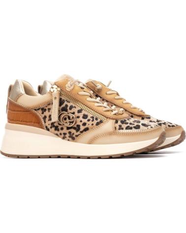 CARMELA SNEAKERS 162653 BEIGE WITH ANIMAL PRINT AND SIDE ZIP BEIGE