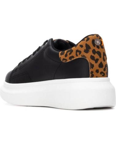 REFRESH 173219 SCHWARZE PLATEAU-SNEAKER MIT ANIMAL-PRINT-DETAIL NEGRO