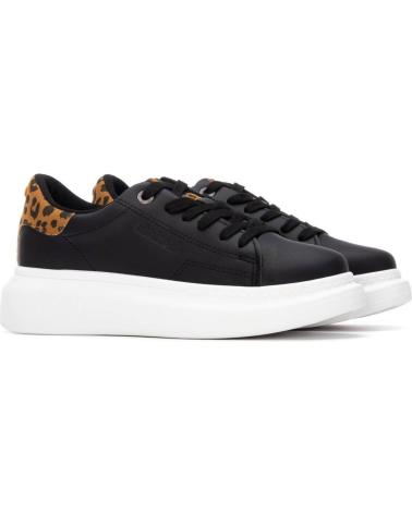REFRESH 173219 SCHWARZE PLATEAU-SNEAKER MIT ANIMAL-PRINT-DETAIL NEGRO