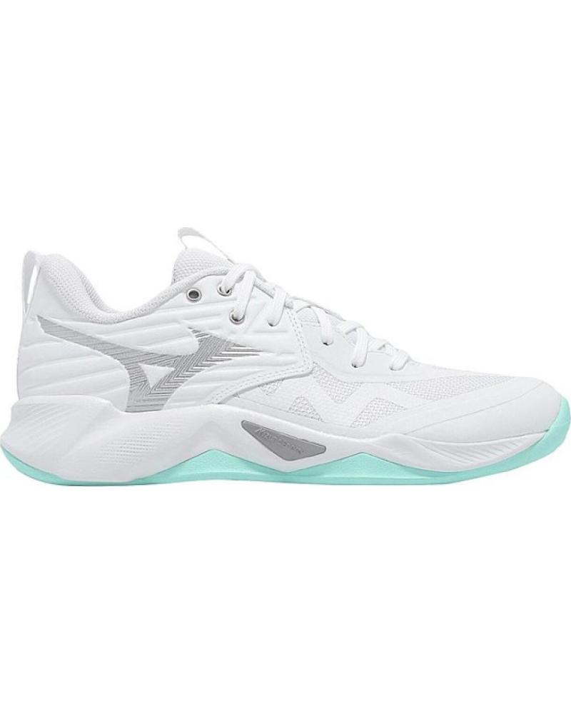MIZUNO WAVE MOMENTUM PRO - HANDBALL- UND VOLLEYBALLSCHUHE WEISS UND HELLBLAU 100 BLANCO