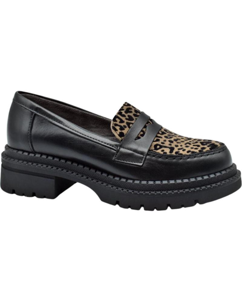 MOCASSINO PITILLOS NERO CON COMBINAZIONE STAMPA ANIMALIER NEGRO