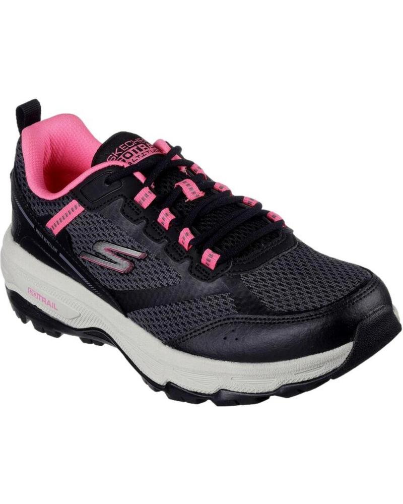 SKECHERS GO RUN TRAIL 128200 TRAIL RUNNING SHOES BLACK WITH PINK ACCENTS NEGRO