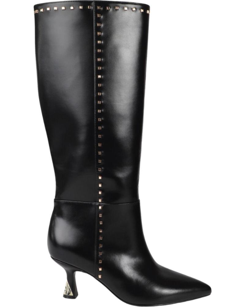HOHE LEDERSTIEFEL LOLA CASADEMUNT LF2505025 SCHWARZ MIT NIETEN UND SKULPTURALEM ABSATZ NEGRO