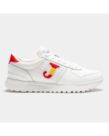 TÊNIS JOMA C200 LADY ESPAÑA BRANCOS COM DETALHES VERMELHOS E LOGOTIPO MULTICOLORIDO ROJO