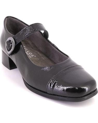 PITILLOS 10813 SCHWARZE LACKLEDER-SPANGENSCHUHE MIT SCHNALLE NEGRO