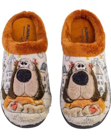 PLUMAFLEX 12281PERRITO PANTOUFLES MAISON MOTIF CHIEN BEIGE BEIGE