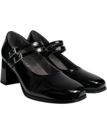 SCARPE CON TACCO PITILLOS 10831 NERE CON CINGHIE E FIBBIE NEGRO